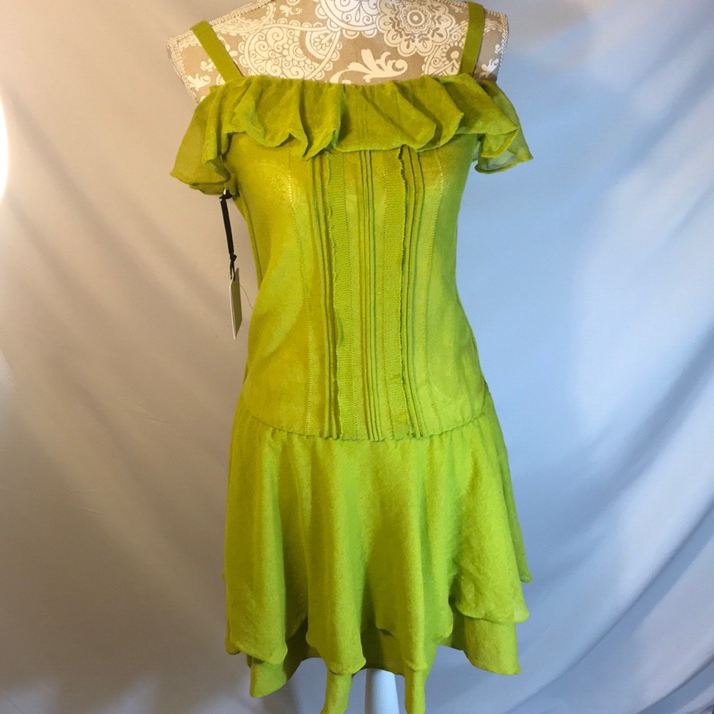 NWT Valentino Red drop waist lime green sundress