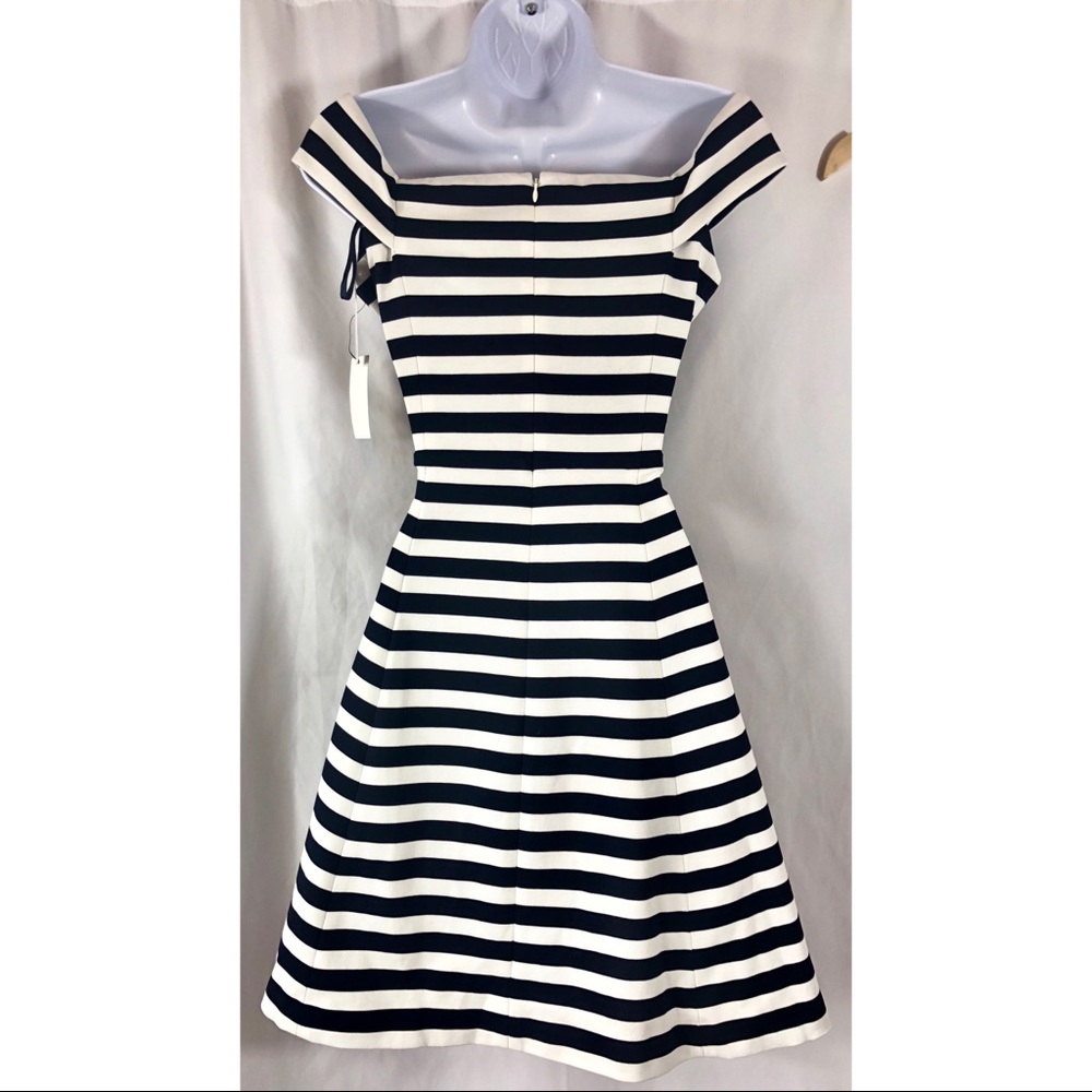 New! Chelsea28 Striped Off Shoulder Flare Dress - Picture 7 of 8