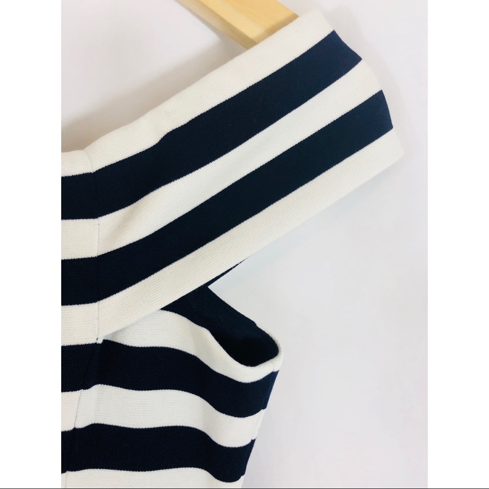 New! Chelsea28 Striped Off Shoulder Flare Dress - Picture 8 of 8