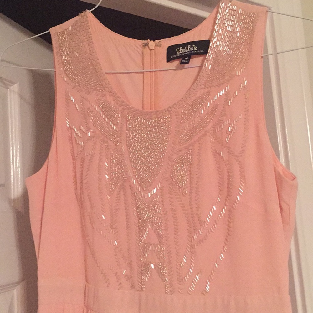 Lulus Twinkle In My Eye Blush Pink Beaded Dress