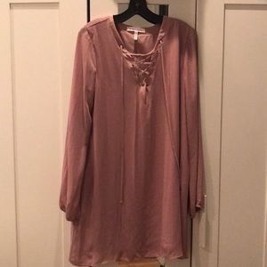 BCBGeneration Blush Pin Stripe Lace Up Dress