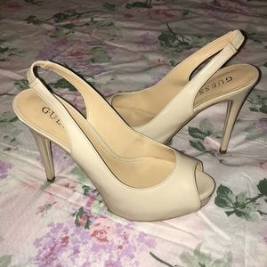 Guess Nude Peep Toe Platform Pumps