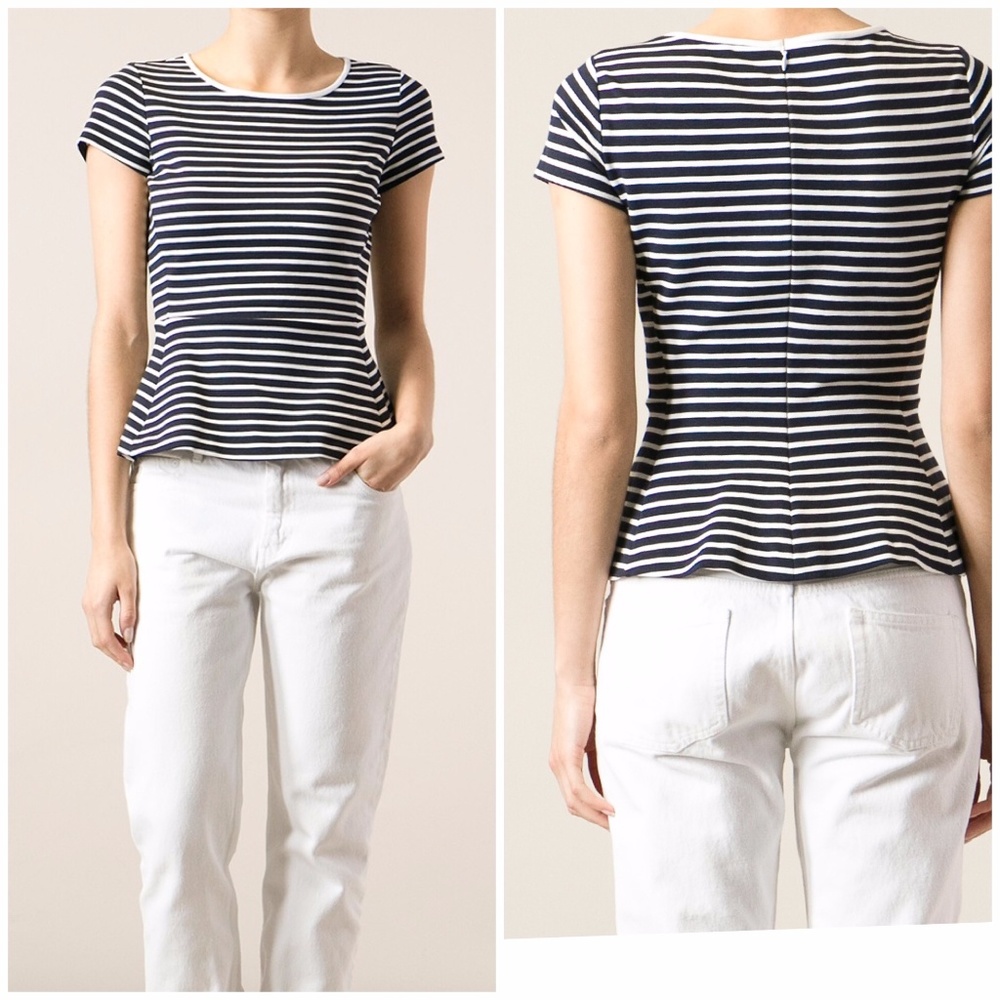 Theory Navy Blue Marine Peplum Top
