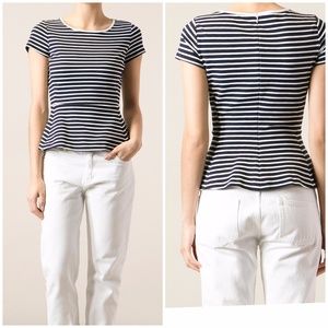 Theory Navy Blue Marine Peplum Top