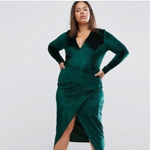 Club L Plus size velvet asymmetric hem dress