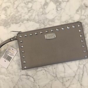 Michael Kors Gray Stud Wristlet/Clutch