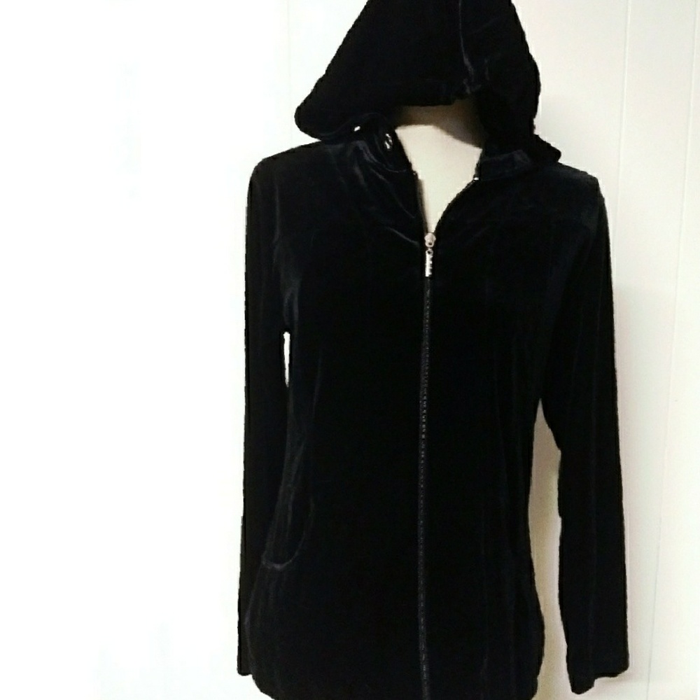 Chicos velour zip up jacket with hood