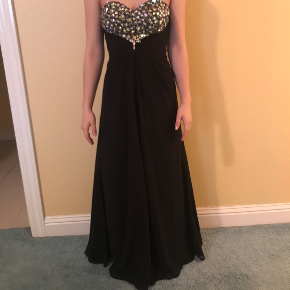 Black jeweled prom dress