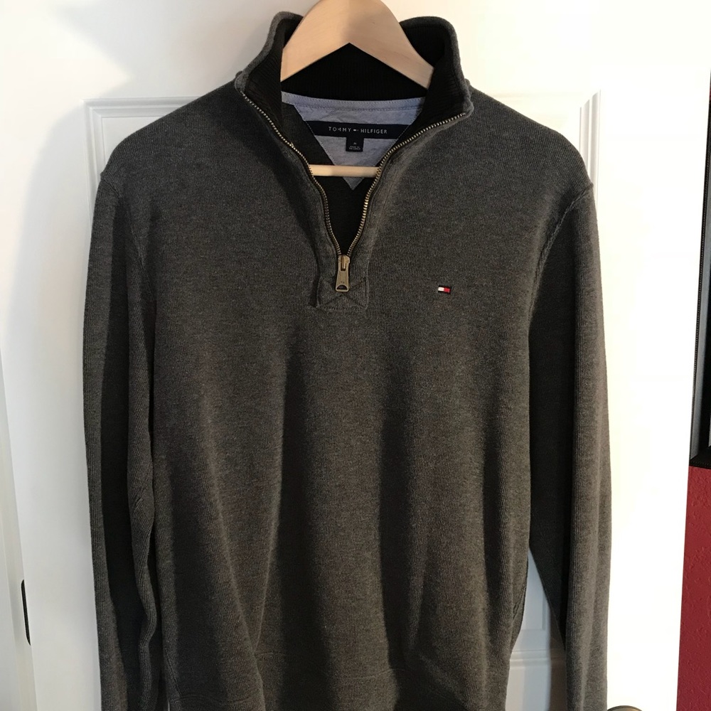 Grey Tommy Hilfiger 3/4 zip sweater