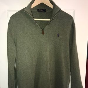 Green Ralph Lauren POLO 3/4 zip sweater