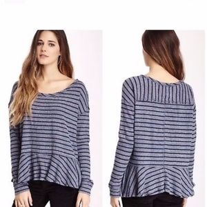 We the People Blue Stripe Sweater with Ruffle