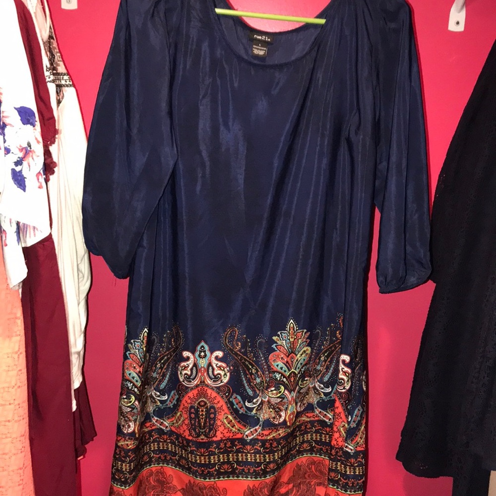 Rue 21 navy blue dress with detailed bottom