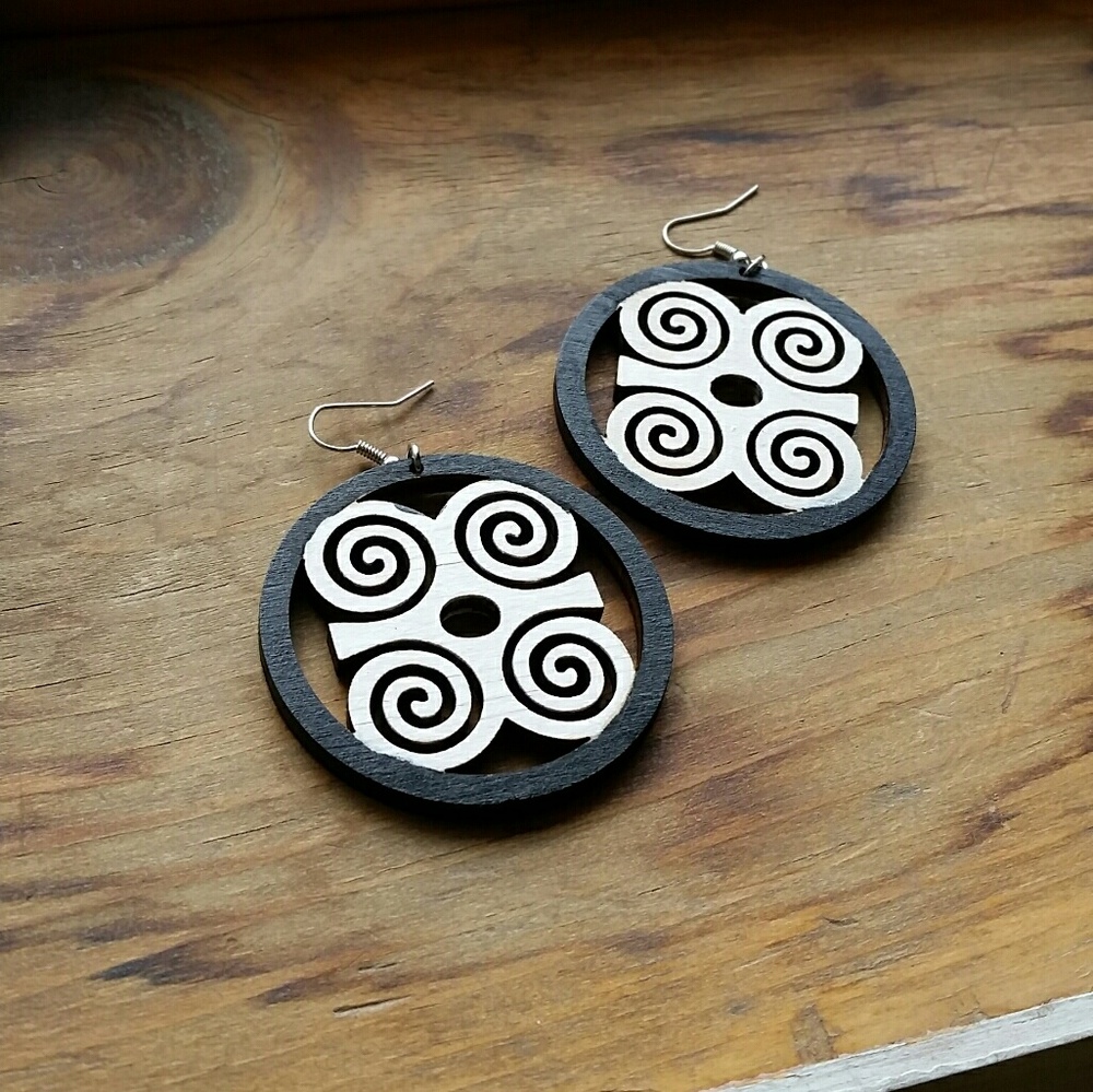 Wooden African earrings