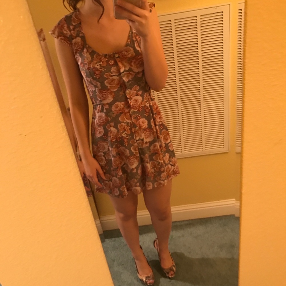 Gray floral dress