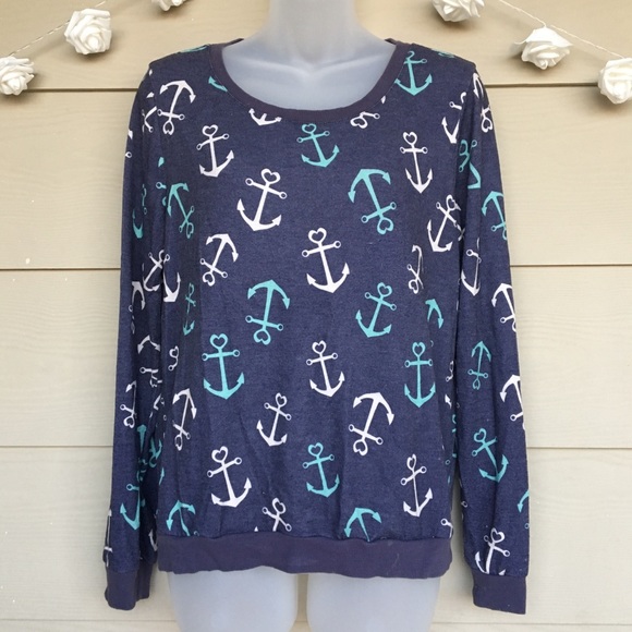 Eyeshadow Sweaters - Eyeshadow • Blue Anchor Print Pullover Sweater