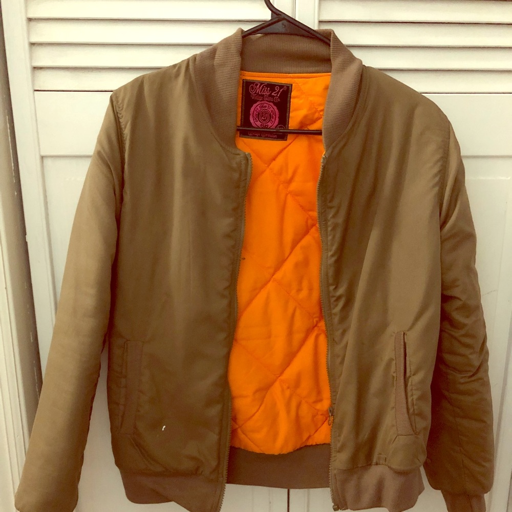 Soft Touch Bomber Jacket Olive Orange lining (M/L)