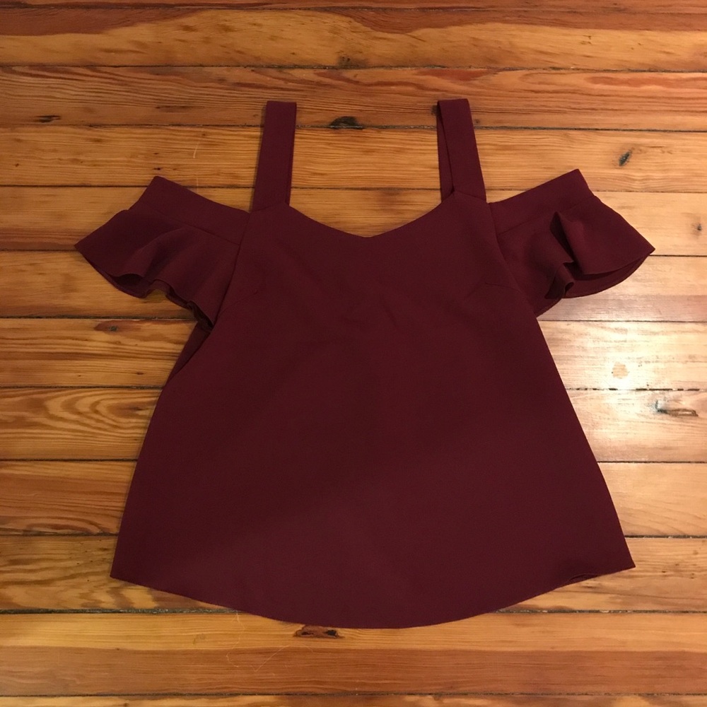 EUC Burgundy Cold-Shoulder Top