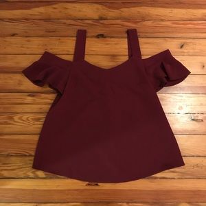 EUC Burgundy Cold-Shoulder Top