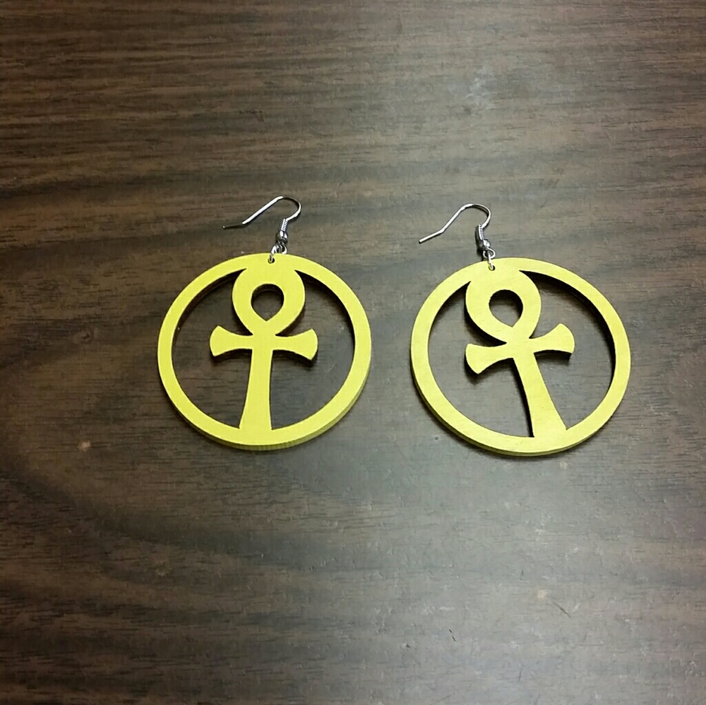 Wooden hand painted earrings