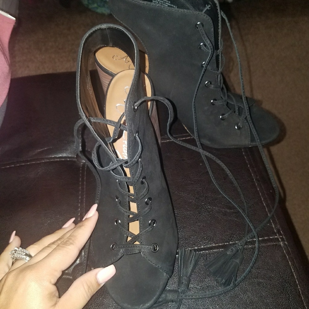Black laceup heels