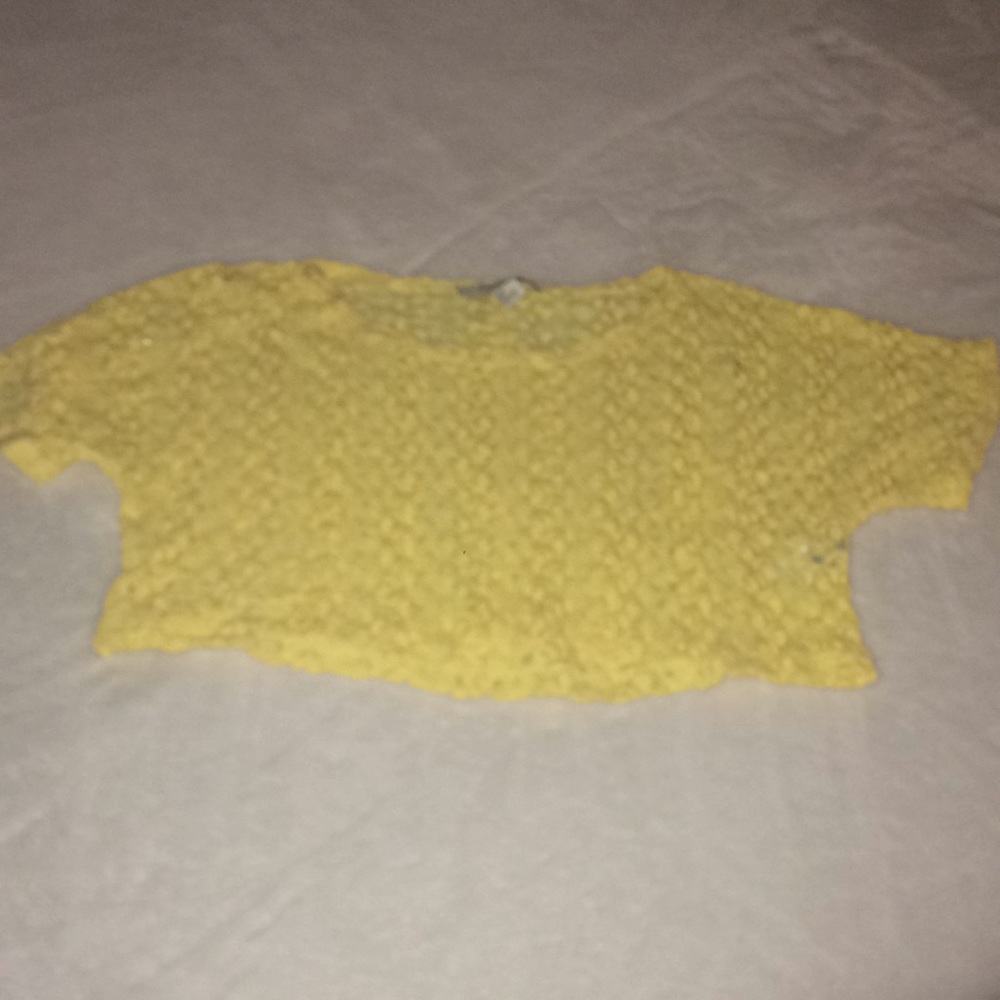 Yellow lace crop top