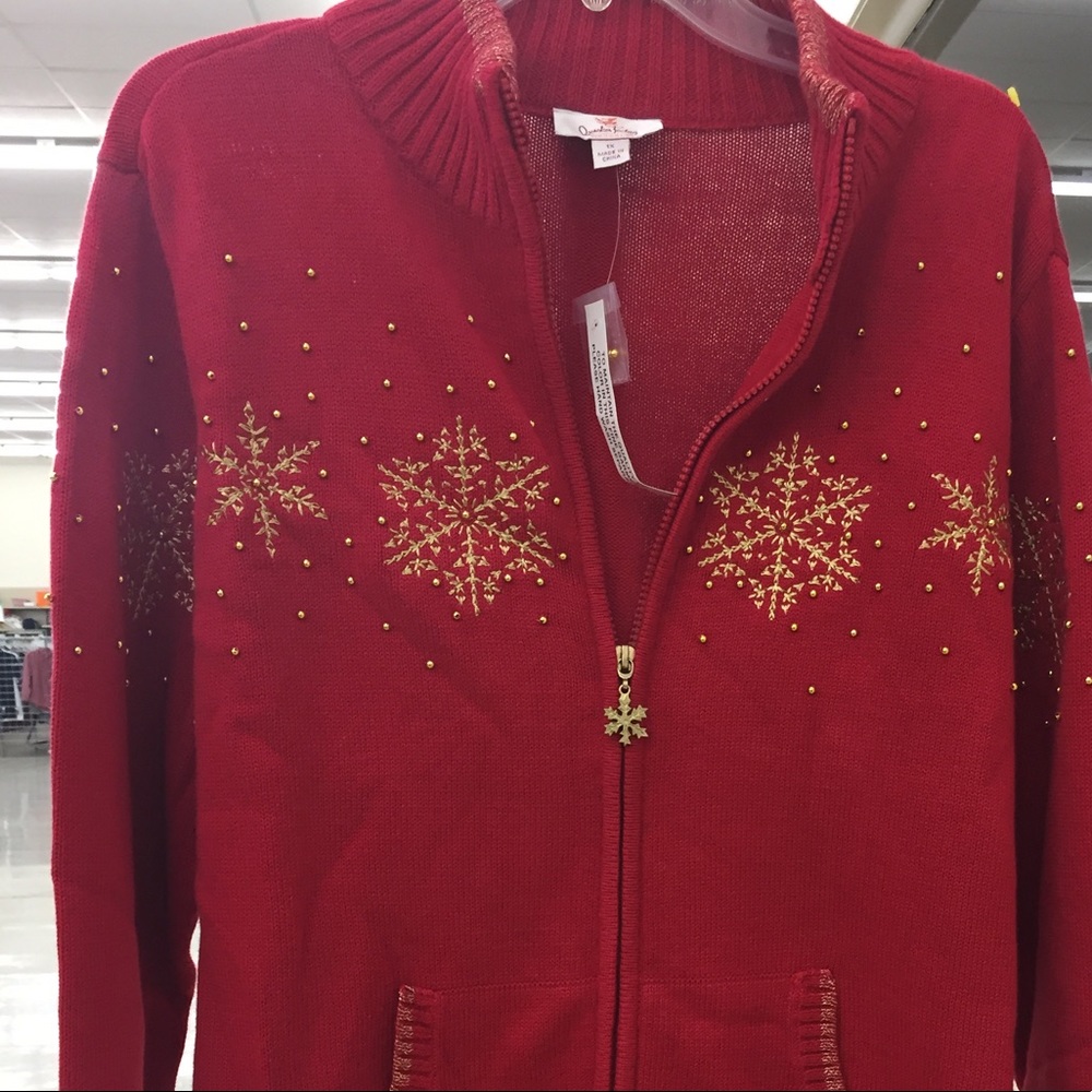 NWT QUAKER FACTORY RED CARDIGAN