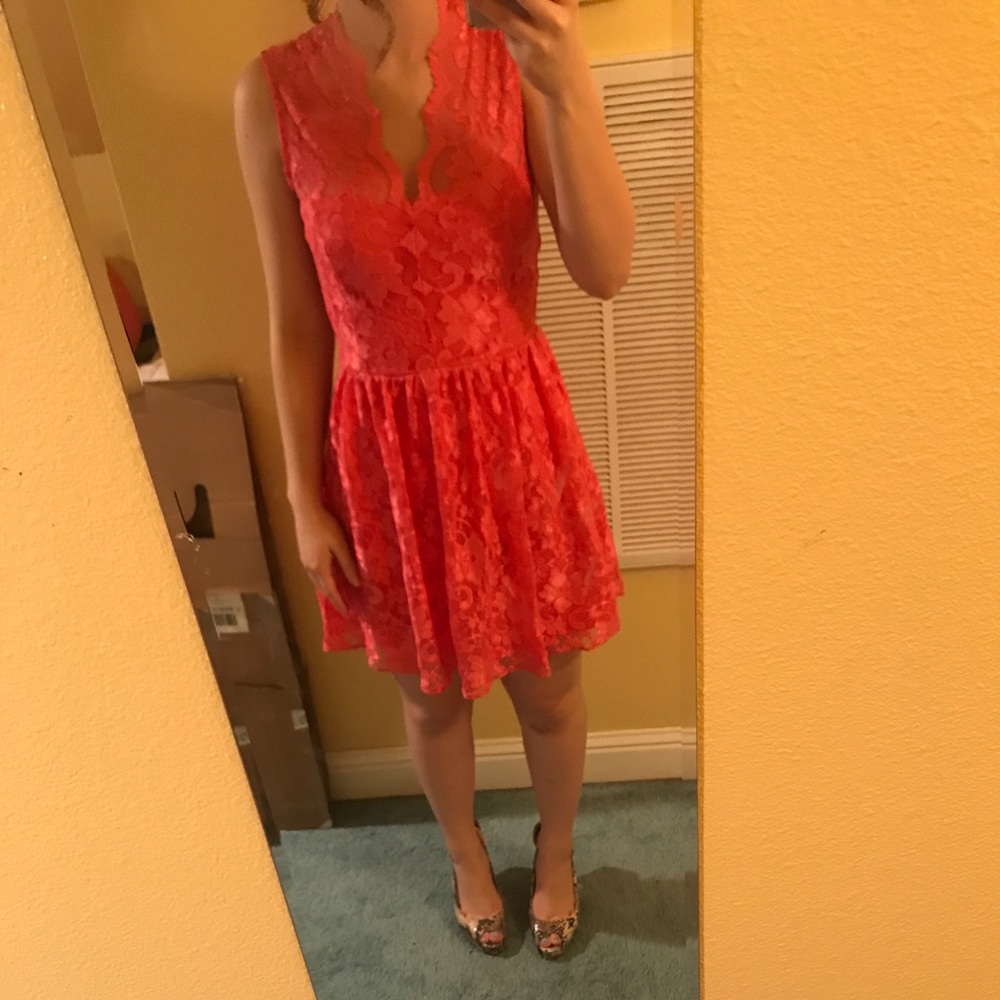Coral lace dress