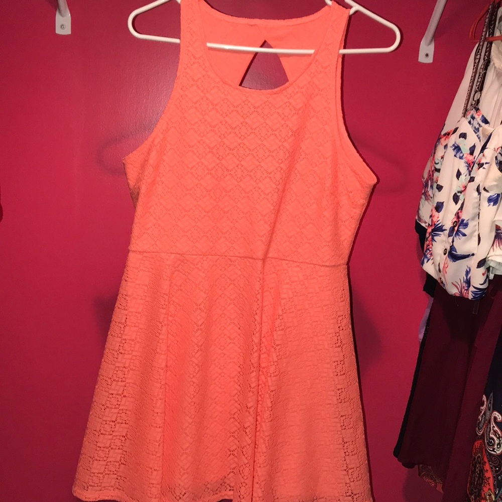 Aeropostale Neon Pink/Orange Lace Dress