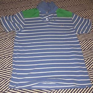 Vineyard Vines boys blue and green shep shirt polo