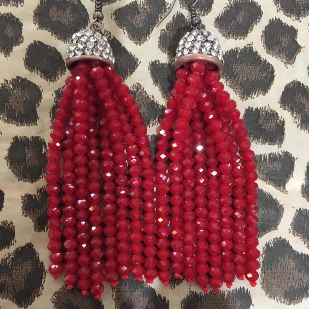 Red Tassel Earrings