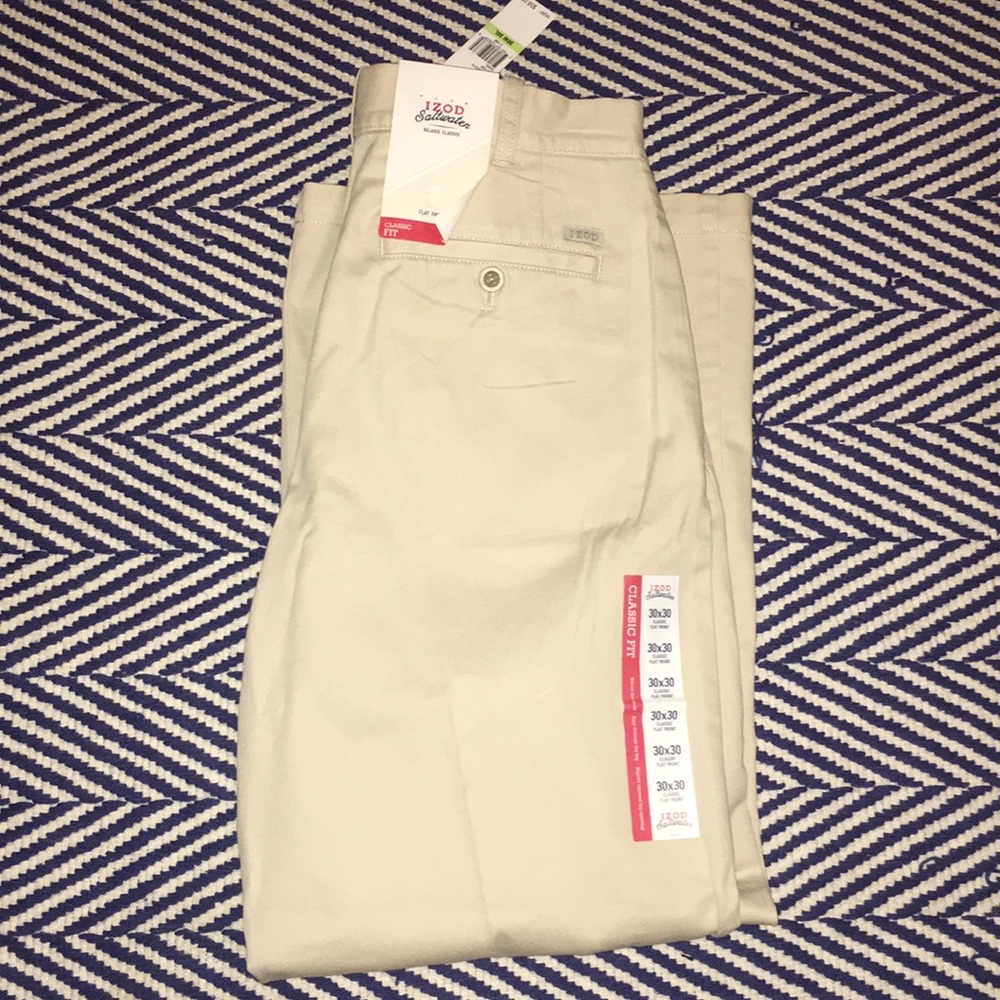 Izod classic flat front chinos