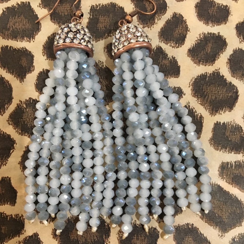 Gray Tassel Earrings