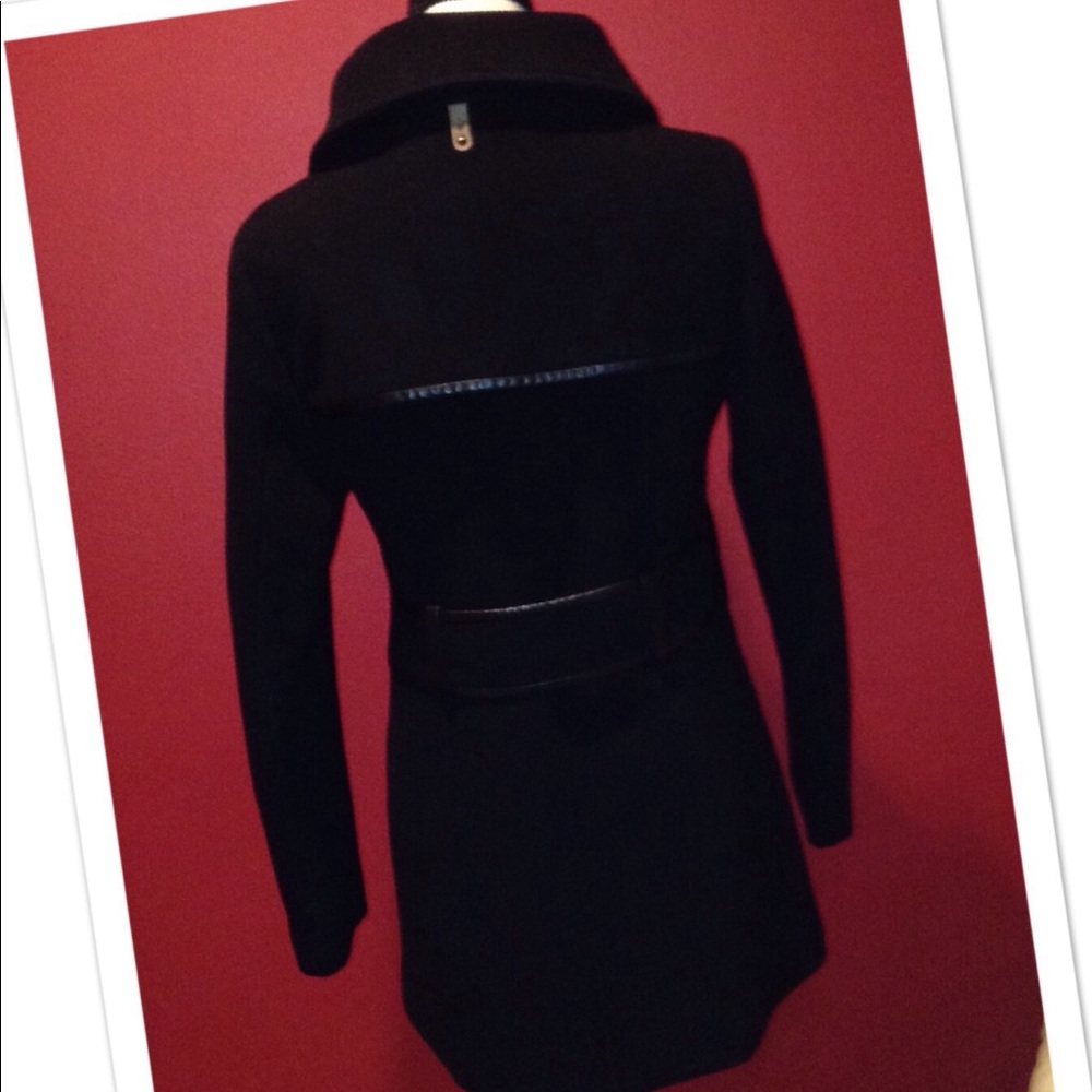 Mackage Effie Pea Coat with Leather Trim - Picture 3 of 3