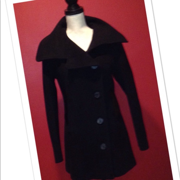 Mackage Effie Pea Coat with Leather Trim - Picture 2 of 3