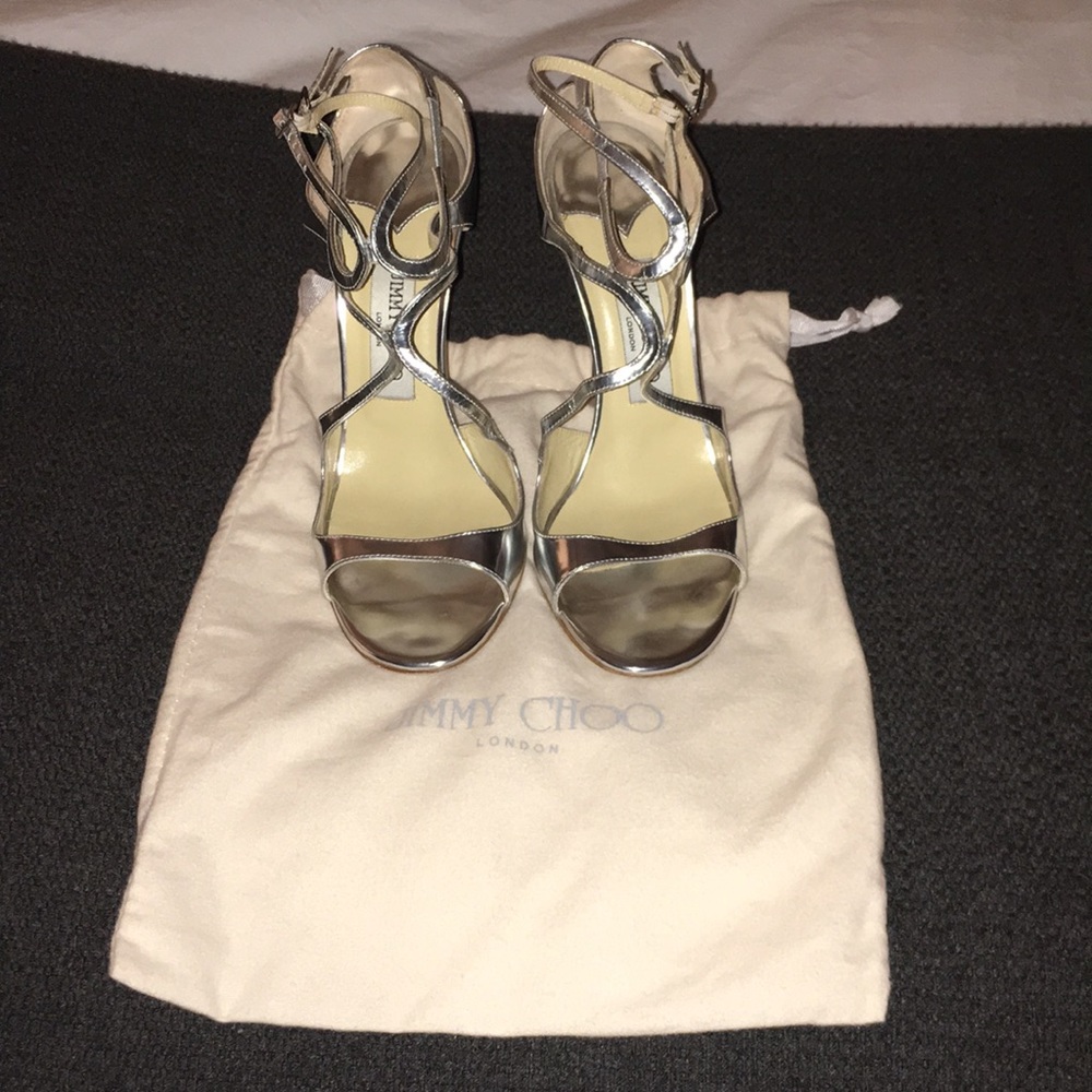 Jimmy Choo Silver Lang Sandals