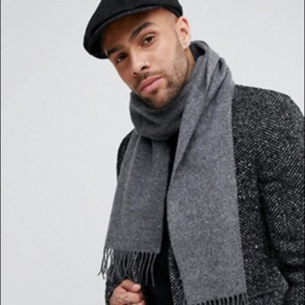 Authentic MOSCHINO gray large merino wool scarf