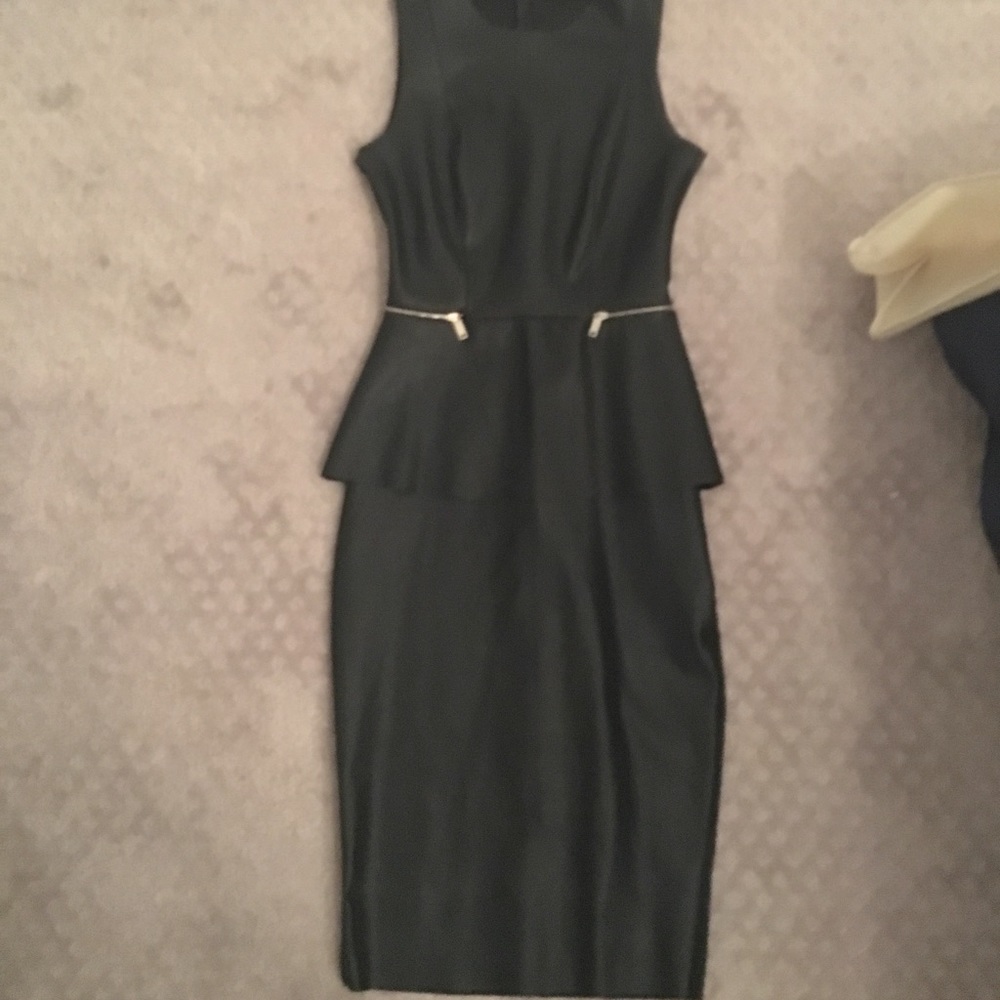 Leather panel peplum dress
