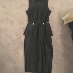 Leather panel peplum dress