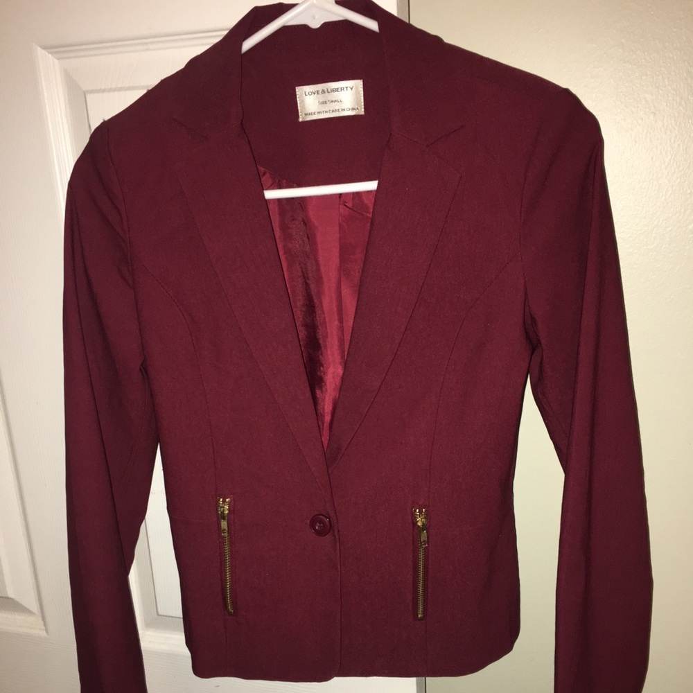 Oxblood red blazer