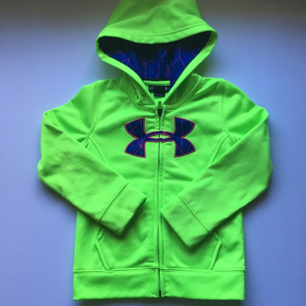 4T Girls Under Armour Zip-Up Hoodie Lime Green