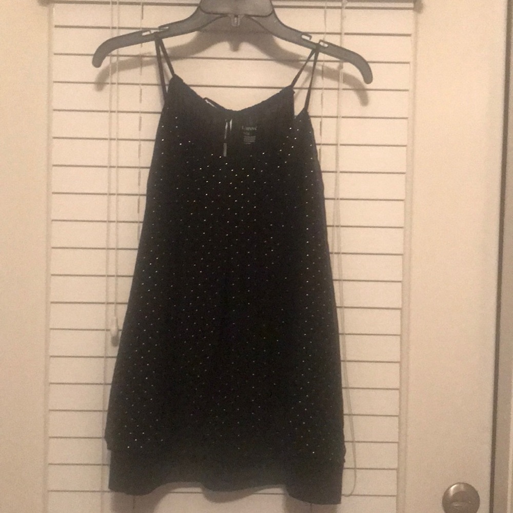 Black with gold dots flowing tank top!