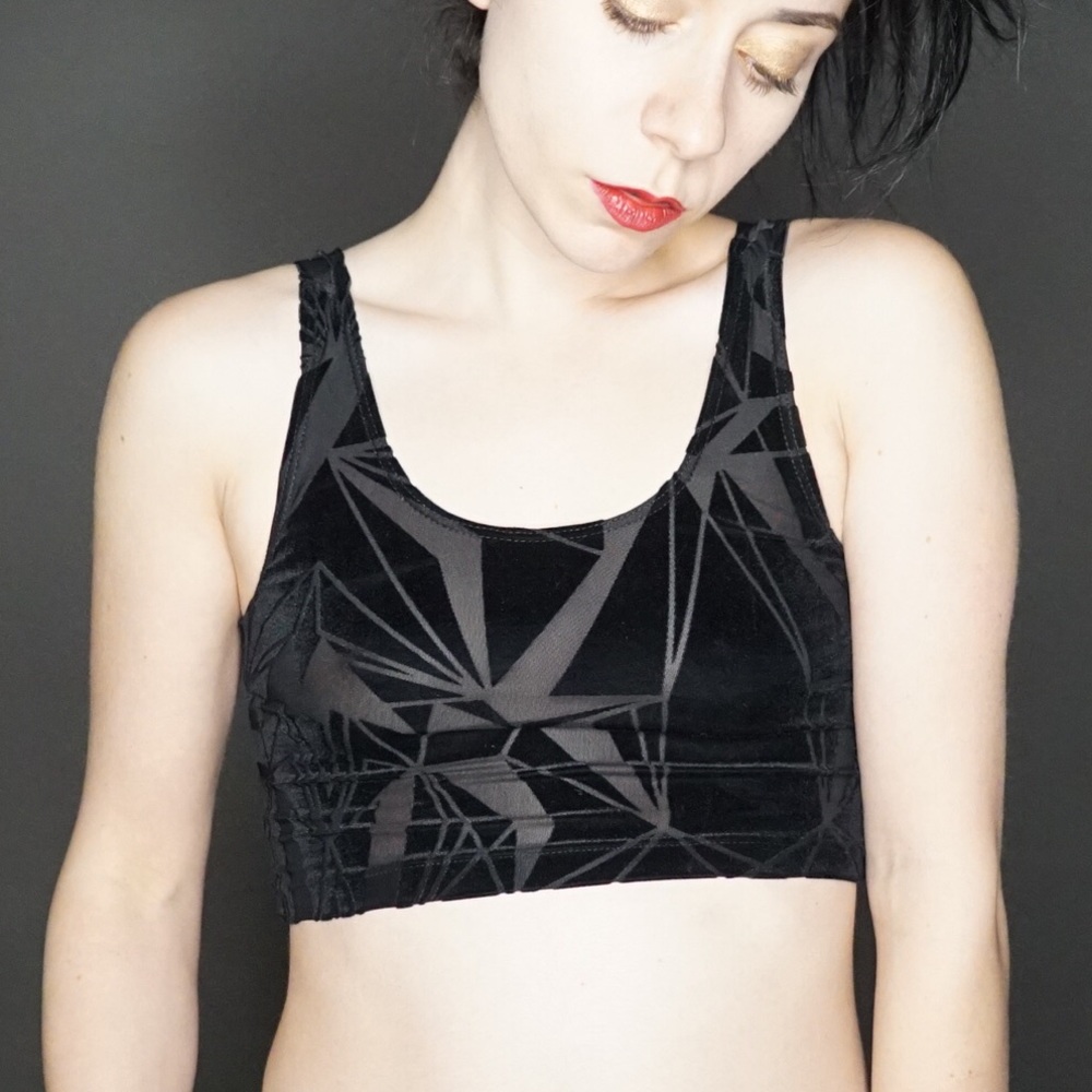 Lip service black velvet crop top