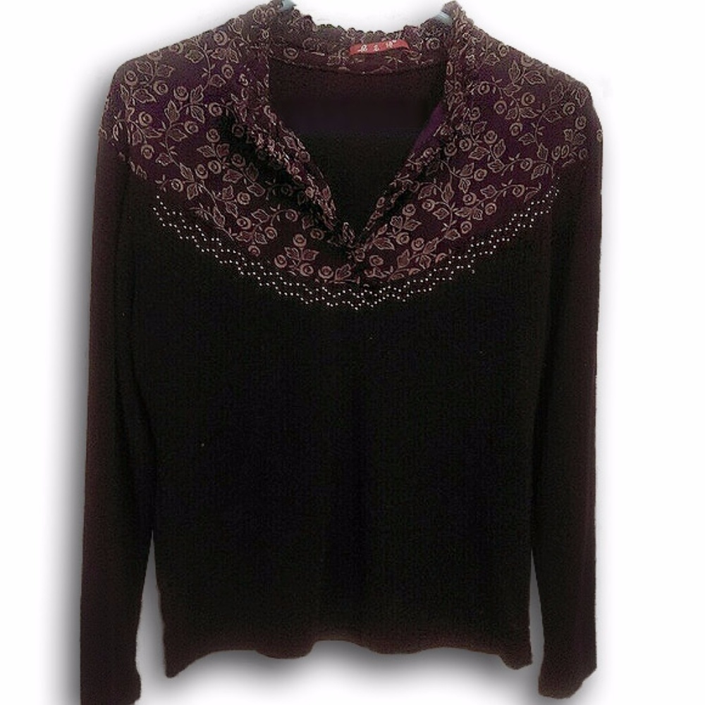 long sleeve, dark plum Top
