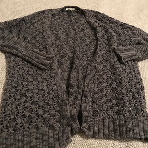 Gray open knit cardigan