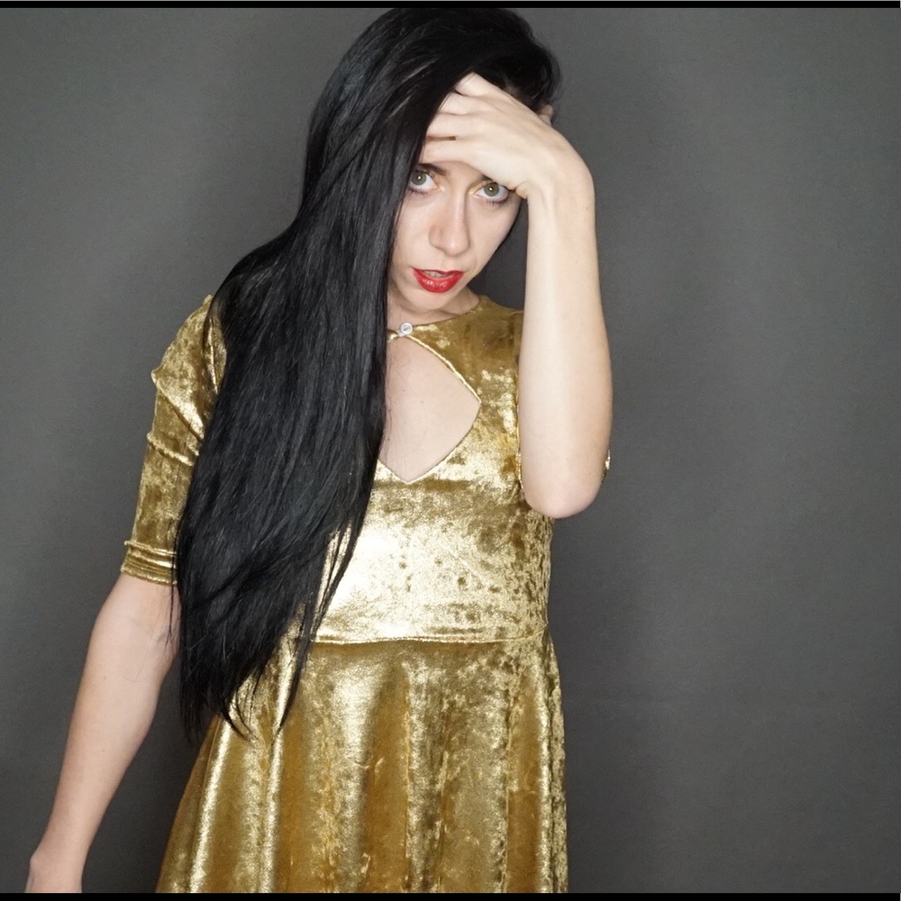 Gold New Year’s Eve dress from American apparel