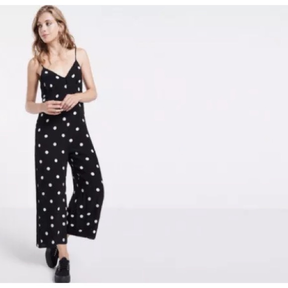 wide leg polka dot jumpsuit