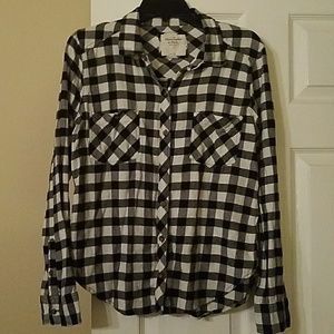 Abercrombie black and white flannel shirt