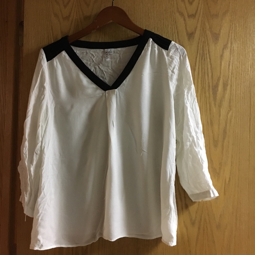 ***White blouse with black shoulder detail