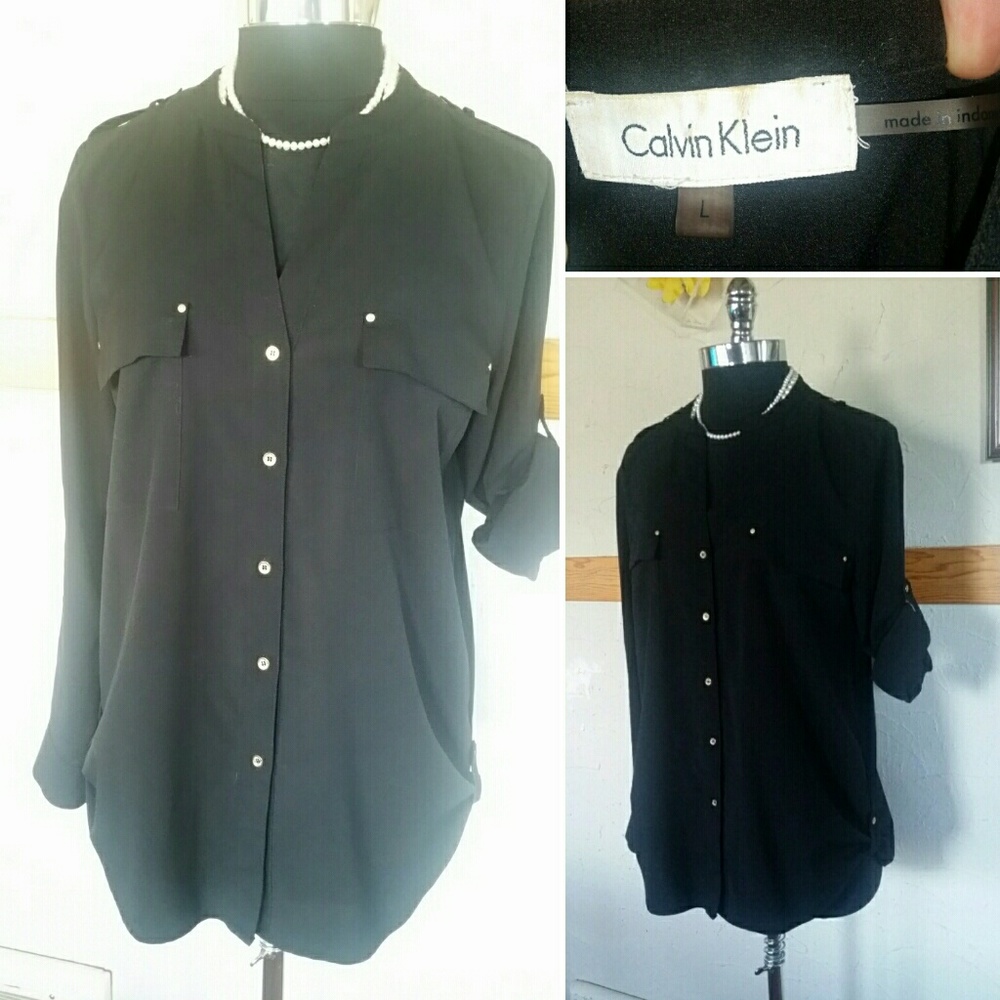 Black Calvin button down blouse
