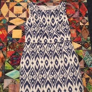 Blue and white ikat dress